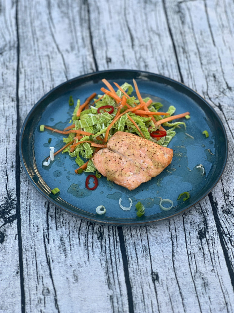 Honey and Ginger Salmon with Asian Slaw