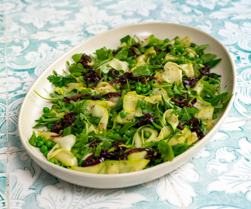 Pea, Courgette and Caramelised Onion Salad - image by Yaffa Judah