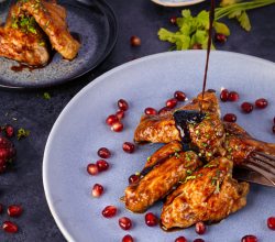 sticky date and pomegranate wings